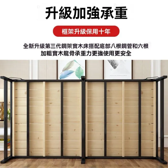【歐德沐】鋼架實木折疊床198*80*36cm 優質松木 加寬加大床架 超強承重(床架 床 午睡床 單人床 預購15天)