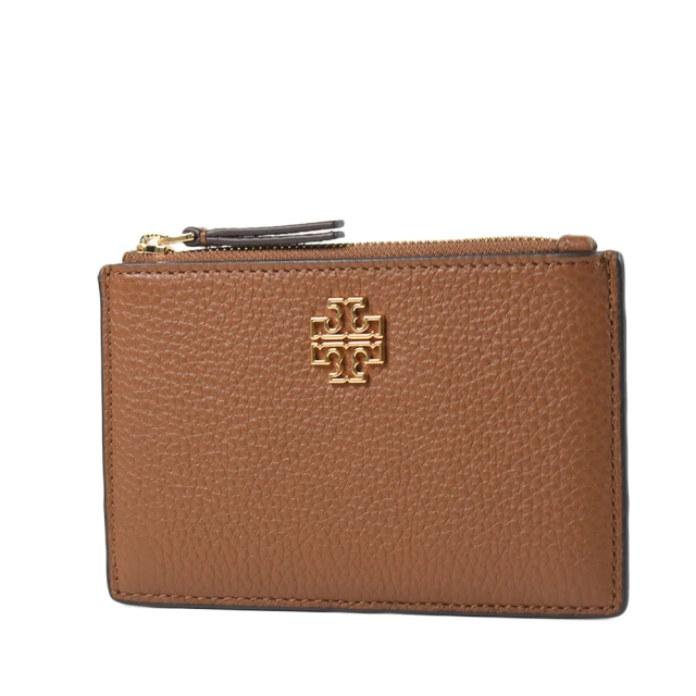 TORY BURCH 金屬縷空荔枝紋證件/零錢包-焦糖色