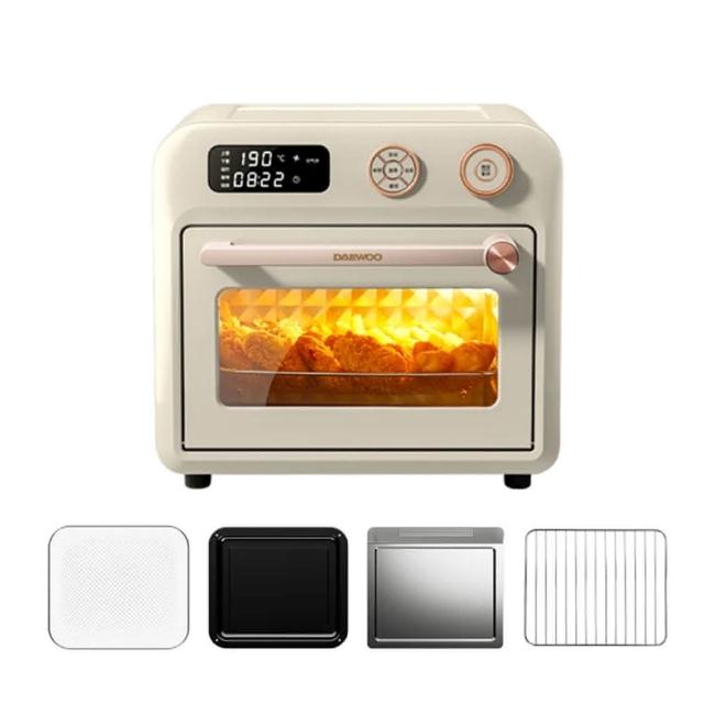 DAEWOO 大宇 DW-AFO001 空氣炸鍋，採用中國製造工藝，尺寸38.4 x 35 x 35.3 cm，110V/60Hz電壓，消耗功率1000W以上，2公升以上大容量設計，重量12.56kg，適閤家庭健康烹飪。配件包含中文說明書、烤盤及使用說明保證書，享1年保固，BSMI許可字號R3F509，無油炸食更健康，快速烤出美味佳餚，提升廚房效率。