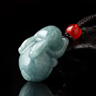 【MoonDy】玉兔項鍊 翡翠 玉石 玉佩 玉墜 兔子項鍊 飾品 吊墜 招財項鍊 開運項鍊 項鍊情侶