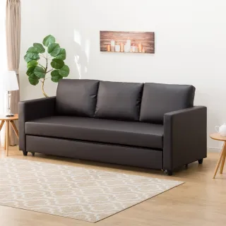 【NITORI 宜得利家居】◎耐磨合成皮革3人用沙發床 NOARK2S N-SHIELD合成皮 DBR(耐磨)