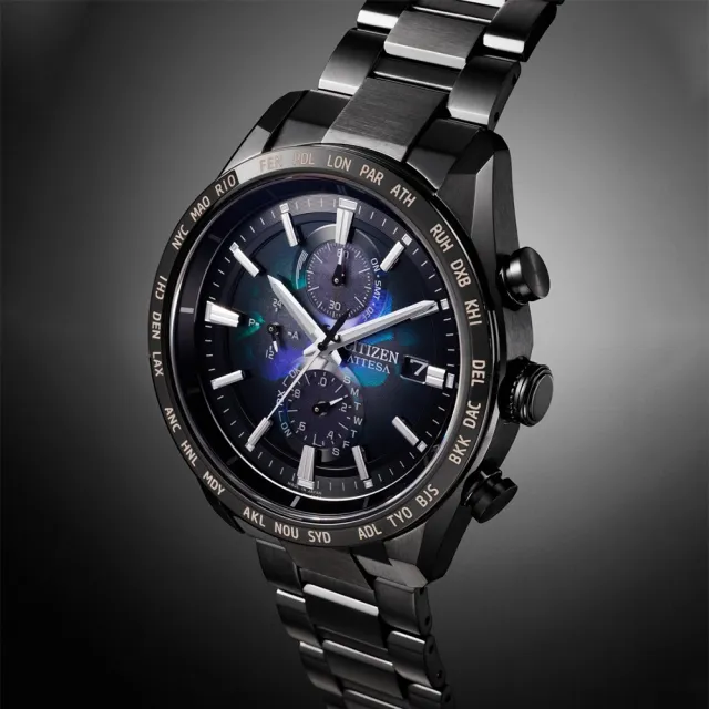 【CITIZEN 星辰】100週年 宇宙幻彩限定款 LAYERS of TIME ATTESA 鈦金屬光動能電波手錶 42mm(AT8286-65E)