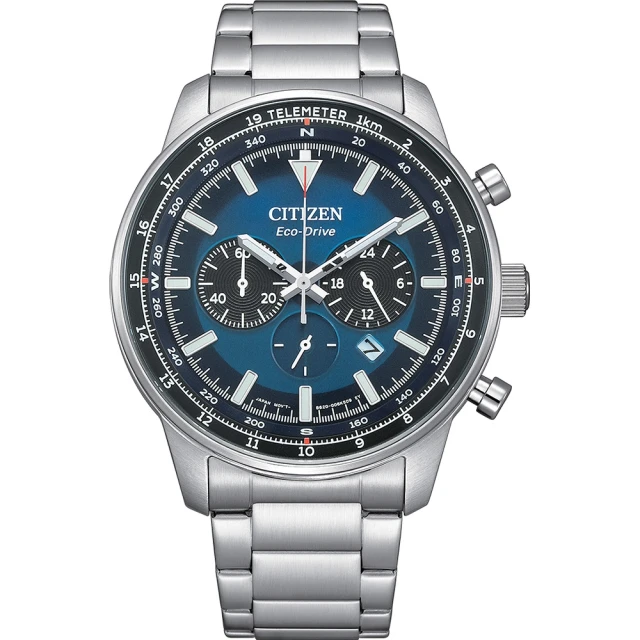 CITIZEN 星辰 Chronograph 賽車風格 光動能三眼計時手錶(CA4500-91L／CA4500-91X)