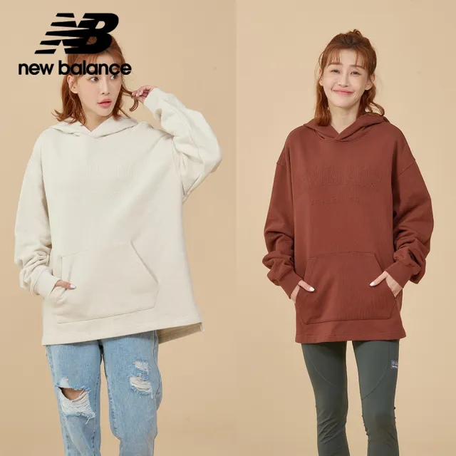 【NEW BALANCE】NB 刷毛前短後長帽T_女性_米杏/咖啡色_WT43512LIT_WT43512ROK(美版 版型偏大)