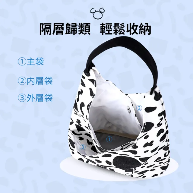【Disney 迪士尼】雙11 米奇黑白幾何帆布包(手提袋 肩背包 側背包)