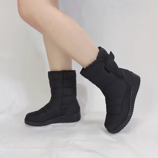 【SOFE MORE】36~41碼 輕便保暖中筒靴 時尚魔術貼短靴 防滑耐磨厚底增高靴 冬季雪地必備靴(雪靴)