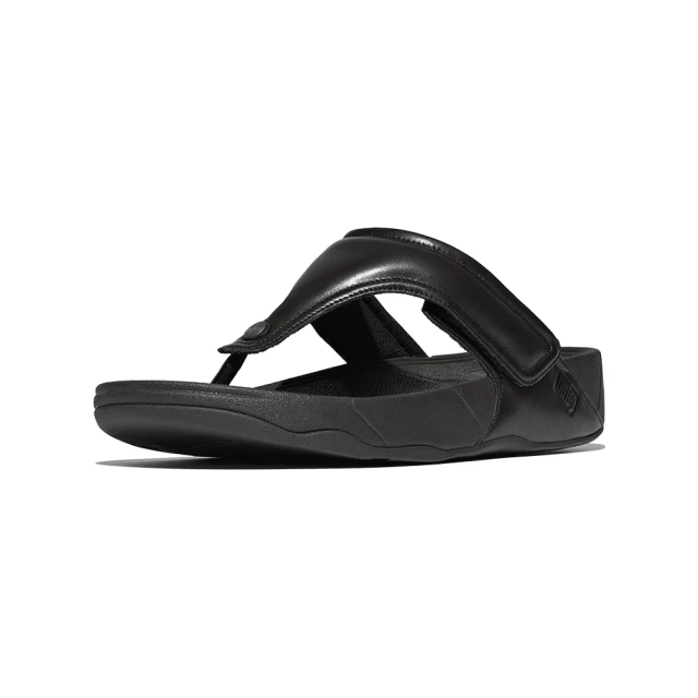 FitFlop GEN-FF MENS可調式軟墊皮革夾腳涼鞋-男(黑色)