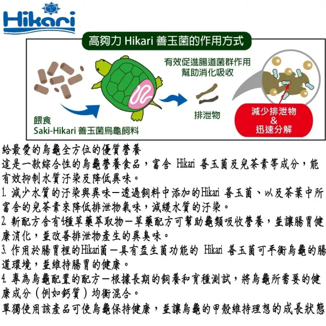 【HIKARI 高夠力】善玉菌烏龜飼料 567g+Sera 烏龜礦物質 1L守護腸胃健康成長(適用各種澤龜 兩棲爬蟲類飼料)