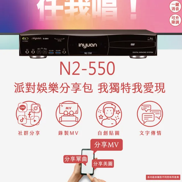 【音圓】N2-550+KP-550+SGUAR SK-8610(電腦伴唱點歌機含4TB硬碟+綜合擴大機麥克風系統+喇叭)