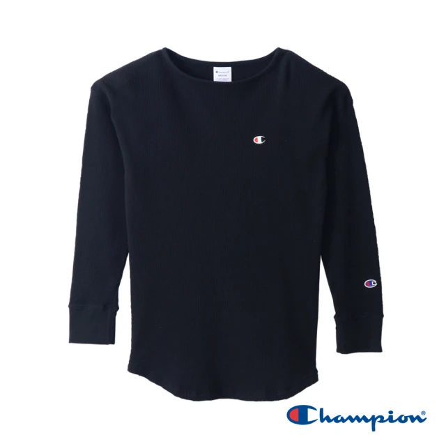 Champion 官方直營-LEGACY 刺繡小C羅紋圓領上衣-女(深藍色)