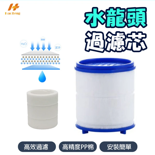 Hao Teng 360°萬向水龍頭濾芯細長款含蓋30入/不含蓋36入(適用長37MM/30MM過濾器、微米級PP過濾棉)