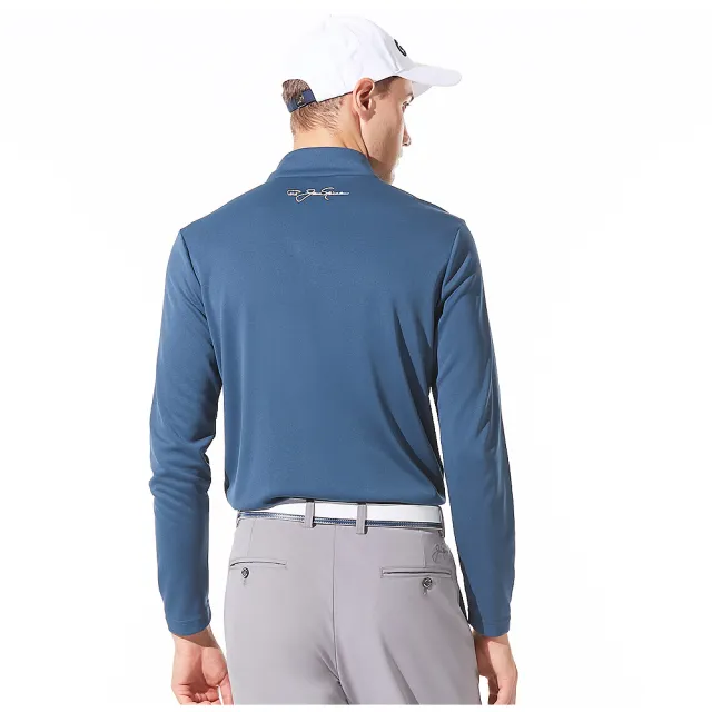 【Jack Nicklaus 金熊】GOLF男款吸濕排汗剪接POLO衫/高爾夫球衫(藍色)