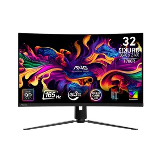 【MSI 微星】MAG 321CUP QD-OLED 32型 165Hz 曲面電競螢幕(1700R/AdaptiveSync/Type-C/HDR 400)