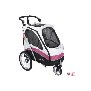 【PETSTRO 沛德奧】706GX風馳系列寵物推車/大型推車/三輪車/全敞篷/老年照護/前後進出/可接腳踏車(紫紅)