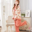 【Annita】交換禮物可愛草莓 珊瑚絨兩件式居家服女睡衣(兩件式套裝/連身睡衣/保暖居家服/長袖/中大尺碼)