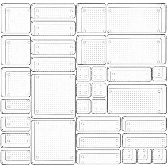 【Dagebeno荷生活】高透PET材質抽屜分類敞口收納盒 波點防滑文具化妝品置物盒(A款4入)