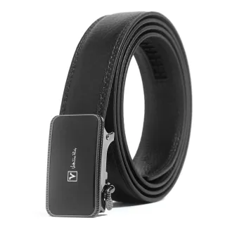 【Valentino Rudy 范倫鐵諾.路迪】時尚男士自動扣牛皮皮帶/腰帶(黑色 VR-LA42612 帶身3.1CM寬)