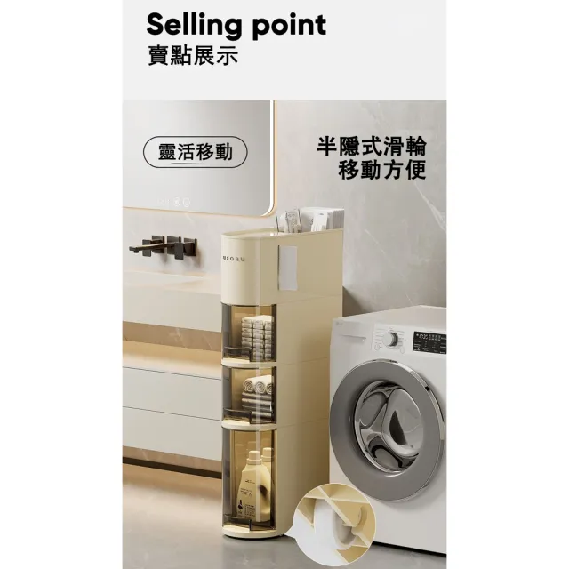 【大城小居】免安裝夾縫收納櫃 19cm寬(抽屜式收納櫃 浴室空間收納 防潮)