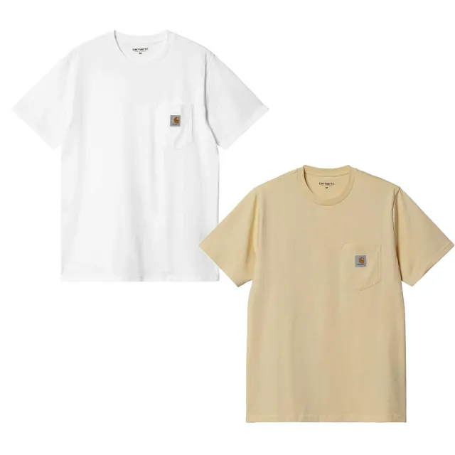 【carhartt】CARHARTT WIP 圓領 胸前口袋 米黃色 白色 純棉 T恤 短袖 上衣 L號(冬季新品優惠)