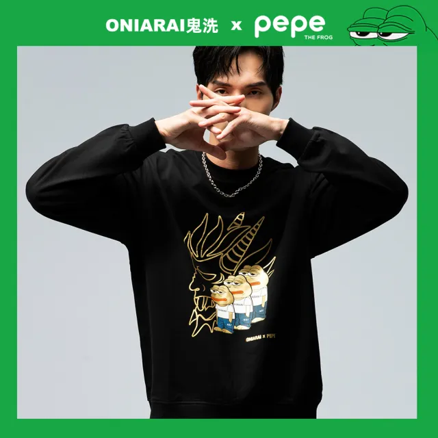 【BLUE WAY】男裝 獨家限量聯名ONIARAIxPEPE☆悲傷蛙牛仔褲PEPE 圓領 長袖 上衣-鬼洗