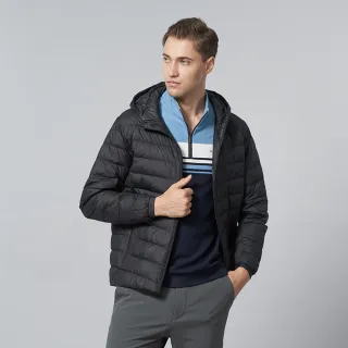 【pierre cardin 皮爾卡登】休閒服飾 男款 都會休閒連帽羽絨夾克外套-黑色(5245761-99)