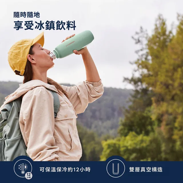 【Sodastream】Sodastream-隨我行碳酸不銹鋼保冷瓶 2色可選(深海藍/銀月沙)