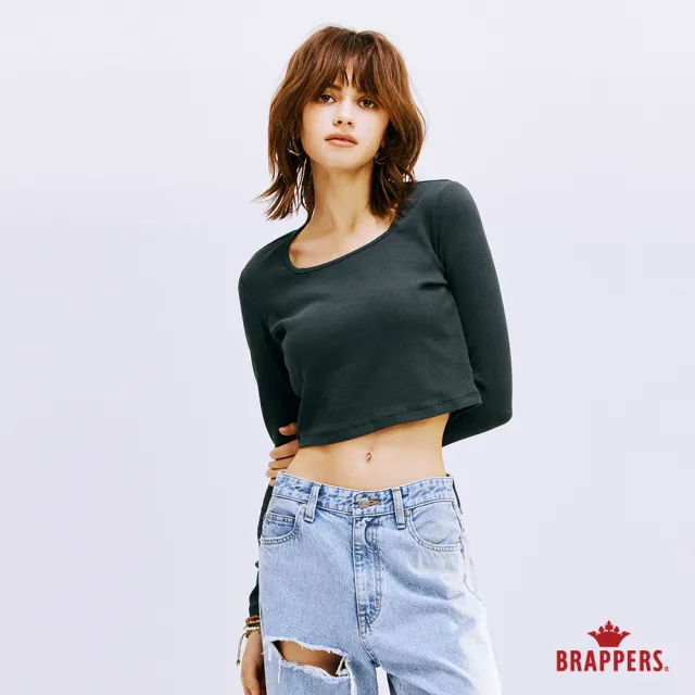 【BRAPPERS】女款 羅紋方領短版T(藍綠)