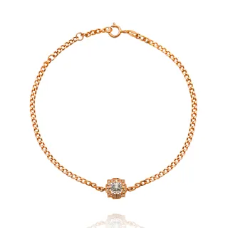 【金緻品】天然鑽石手鍊 時尚風範(正18K金 抗過敏 玫瑰K金 小克拉真鑽 邱比特)