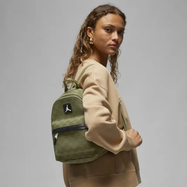 【NIKE 耐吉】JORDAN MONOGRAM MINI BACKPACK 滿版字23 小後背包 綠色(7A0761-EF9)