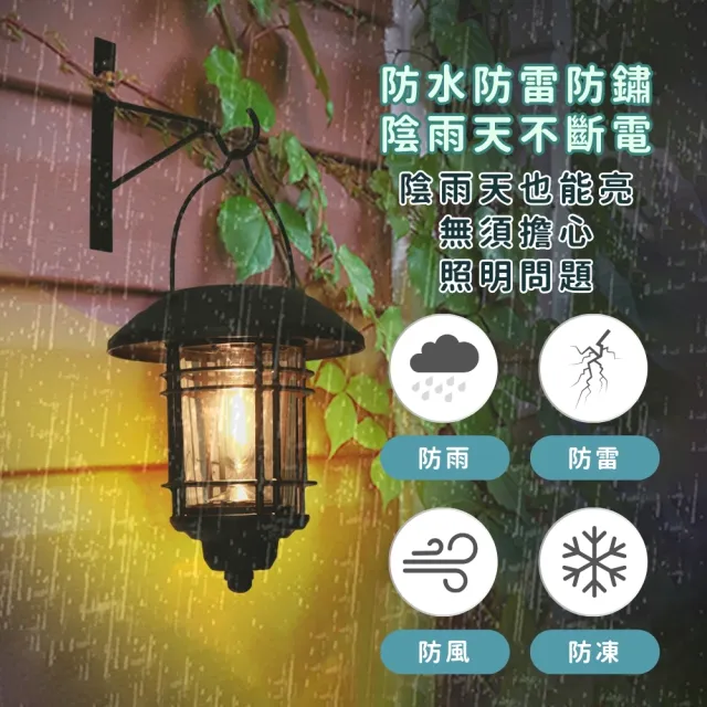 【Innatures】太陽能復古壁掛燈(太陽能壁掛燈 庭院燈 露營燈草坪LED燈籠 高亮鎢絲掛燈 裝飾燈)