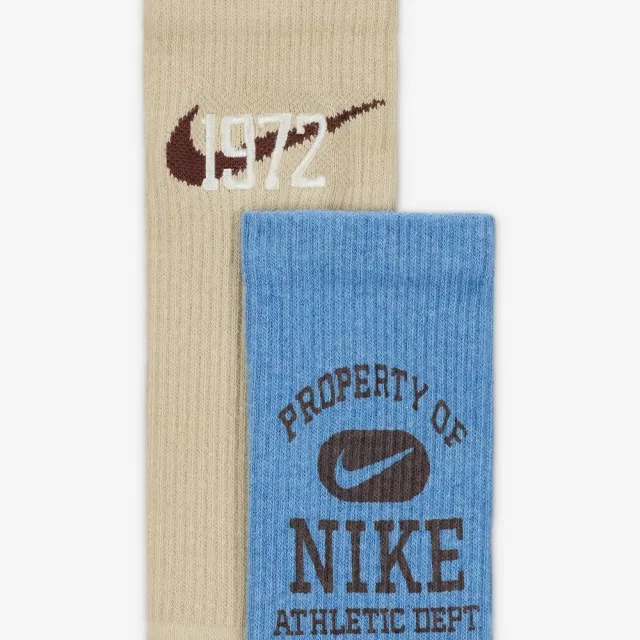 【NIKE 耐吉】中筒襪 運動襪 男 女 中性款 U NK ED CSH CREW 3PR-144 VRSTY 米白 卡其 藍 3雙組(FQ0325901)