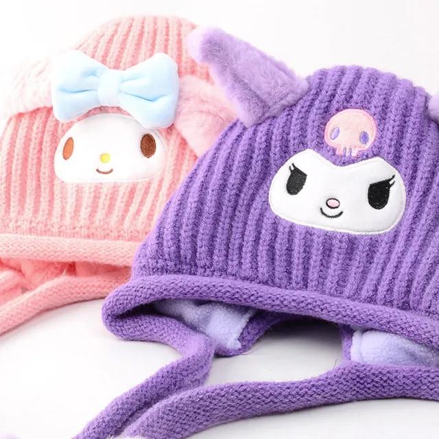 【SANRIO 三麗鷗】酷洛米美樂蒂立體兒童毛帽針織帽