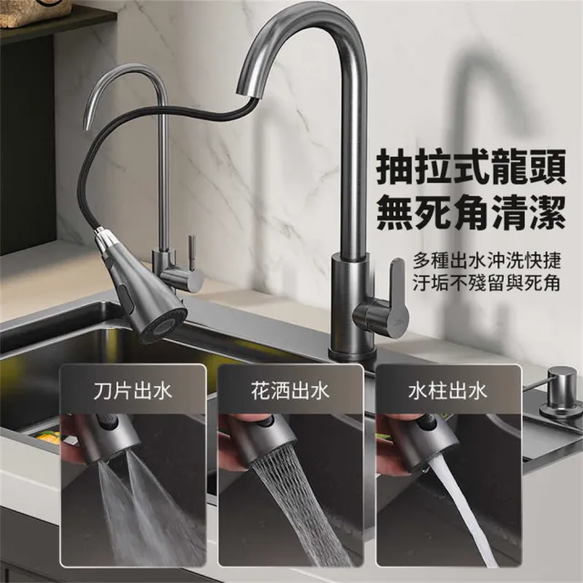 【Lexiang樂享】65*45九牧水槽納米槍灰色SUS304不銹鋼洗菜盆廚房手工大單槽家用洗碗池(水槽/洗碗池/單槽)