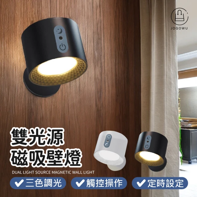 【Jo Go Wu】雙光源磁吸旋轉壁燈(買一送一/床頭燈/壁掛燈/展示燈/小夜燈/街燈/樓梯燈/樓梯燈)