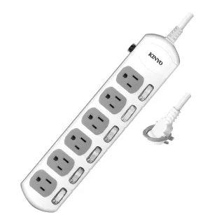 【KINYO】6開6插安全延長線1.8M MOMO獨家規格(CG3666)