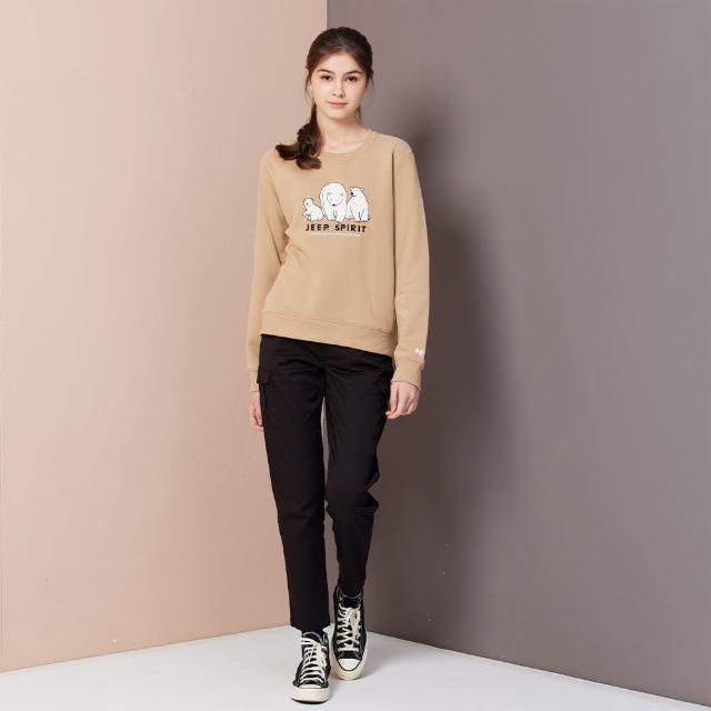 【JEEP】女裝 工裝風口袋率性長褲(黑色)