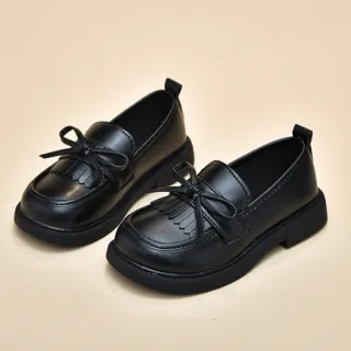 【橘魔法】英倫流蘇蝴蝶結皮鞋(平底鞋 黑皮鞋 鞋子 學生皮鞋 表演 童鞋 兒童 女童 大童)