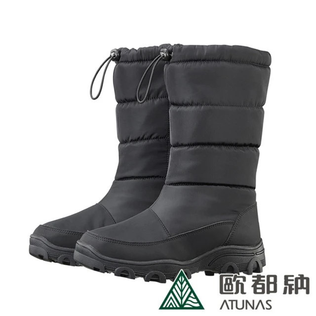 ATUNAS 歐都納 女 雪地漫步防水高筒靴.雪鞋/防水.刷毛.加厚絨毛內裡(A1GCFF20W 黑)