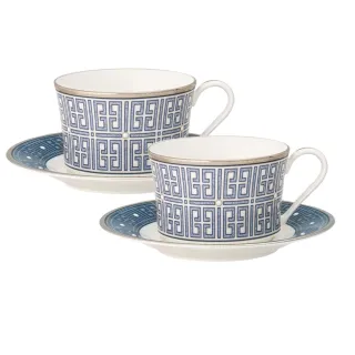 【NORITAKE】蔚藍之境-咖啡對杯禮盒組(骨瓷)