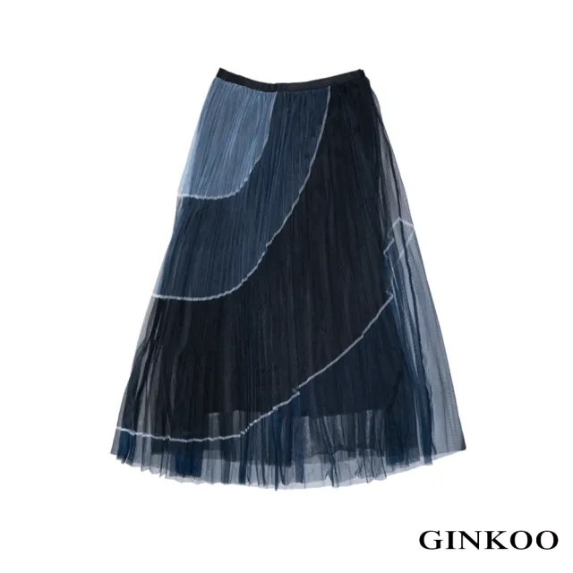 【GINKOO 俊克】不對稱壓褶紗裙