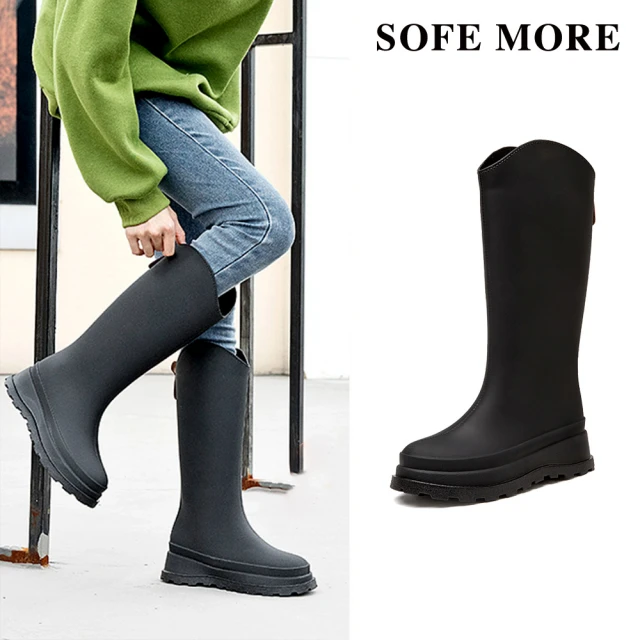 【SOFE MORE】秋冬多款★防水長筒雨鞋 防潑水馬丁靴 針織馬丁靴 米白靴 短筒靴 雨鞋(靴子)