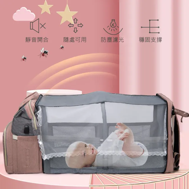 【AFAMIC 艾法原廠正貨】新款伸縮多功能輕量化防潑水媽媽包尿布床後背包(防水包 尿布台 育兒包 待產包