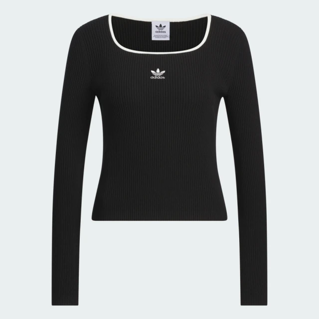 adidas 愛迪達 長袖上衣 女 三葉草 短版 ADI LS SWEATER 黑 JM8052