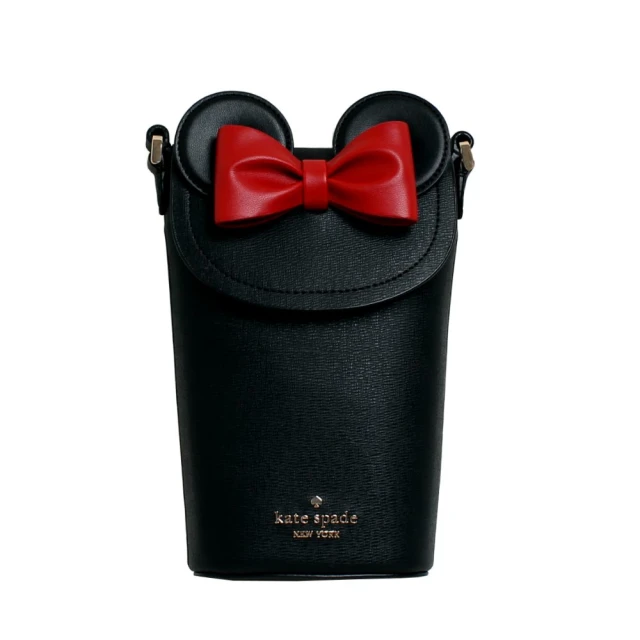 KATE SPADE DISNEY聯名米妮防刮皮革手機包 斜背包(經典黑)