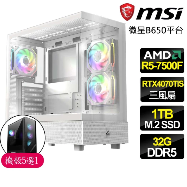 微星平台 R5 六核 RTX4070TI S SD {飄雪無垠}海景房電競電腦(R5-7500F/B650/32G D5/1TB)