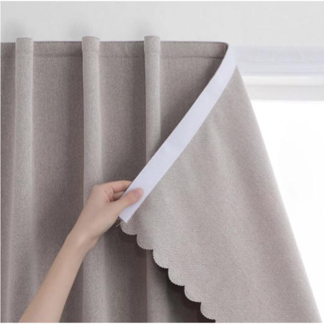 【PLUSIEURS】雙面同色亞麻黏貼遮光窗簾(寬115*高150公分 附贈魔鬼氈)