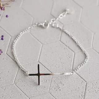【BLUMA】十字架手鍊 伊甸園十字純銀手鏈(925純銀鍊 時尚簡約 信仰 信念 )