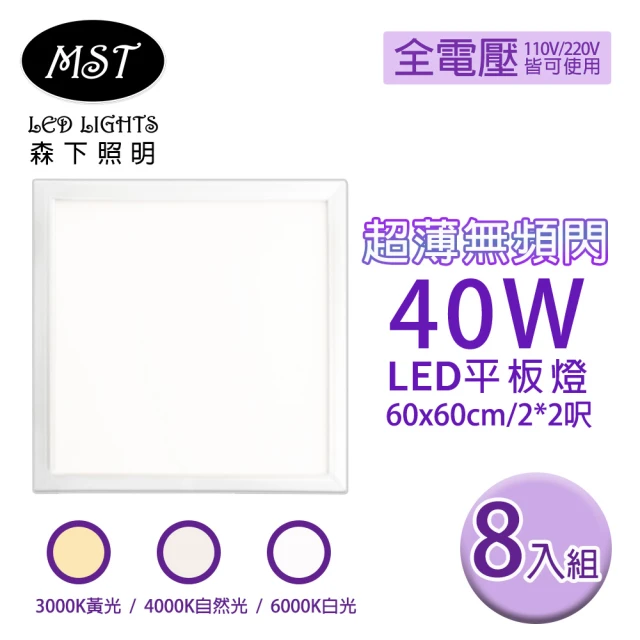 MST森下照明 LED 超薄無頻閃40W平板燈 60*60cm 8入(白光/自然光/黃光)