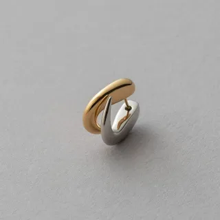 【ete】摩登雙色流線耳針耳環(金色與鉑金色)