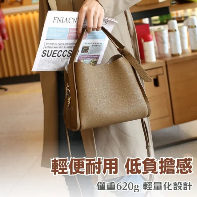 【BAGGLY&CO】雙11 真皮 洛貝兒Togo頭層牛皮多格層肩背包斜背包手提包(真皮包包 白色/焦糖/咖啡